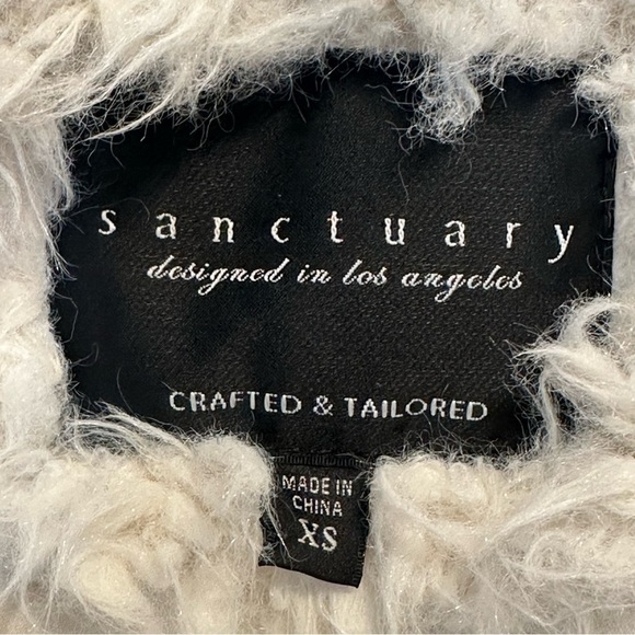Sanctuary Faux Fur Jacket White Snap Front Soft Cozy - Picture 6 of 8